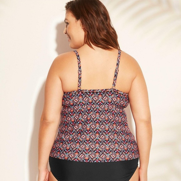 Kona Sol Swim Nwt Kona Sol Trim Inset Tankini Top 24w Multicolor